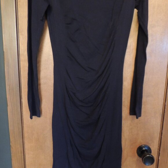 Express Black Ruched Bodycon Long Sleeve Dress Medium - Picture 3 of 7